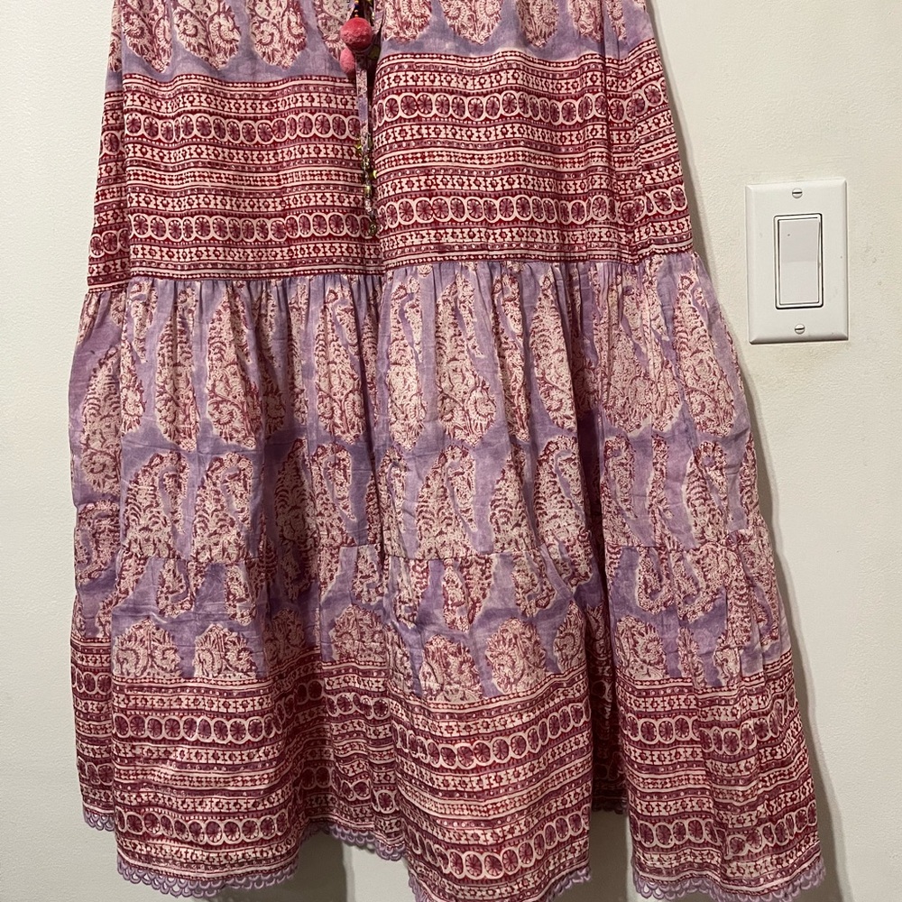Bell by Alicia Bell Silk cotton boho midi pink purple paisley XS - Picture 5 of 8